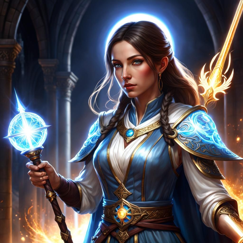 Cleric Heals with Holy Magic: Detailed Concept Art