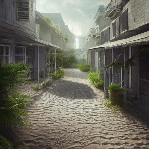 Minimalist White Alley and Desert Landscape