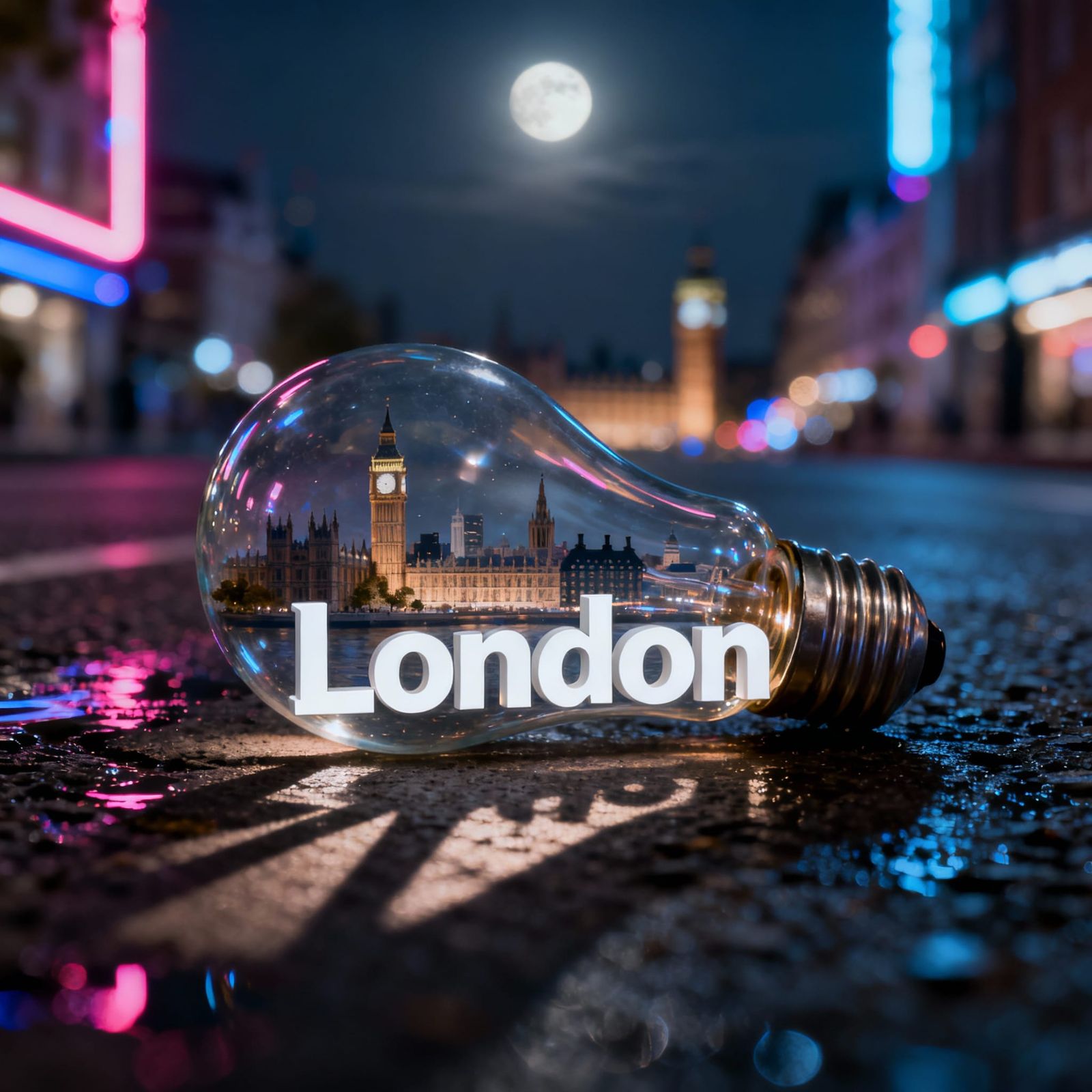 London Cityscape Inside Light Bulb Poster