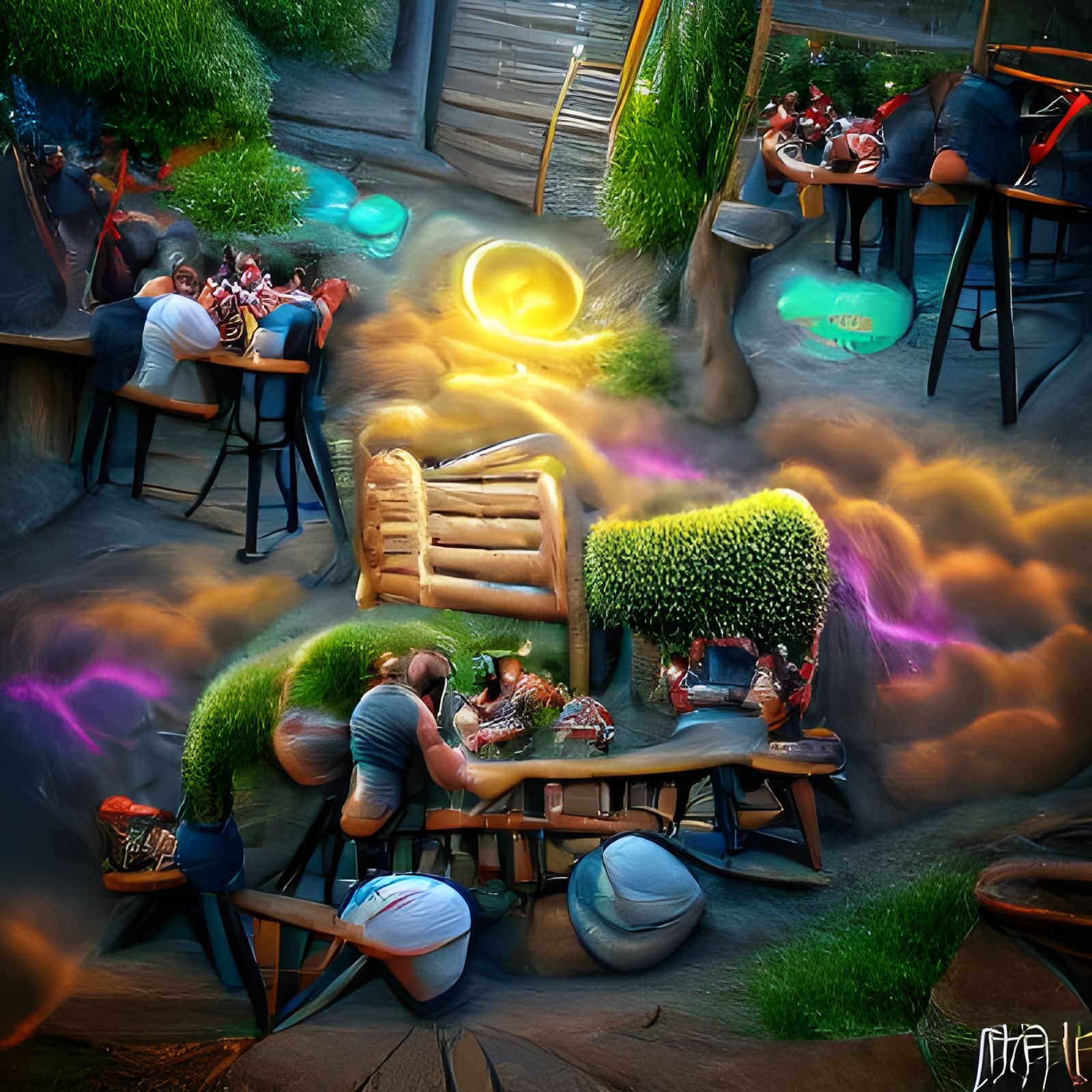 Lustful Beer Garden in Storybook Chalk Art