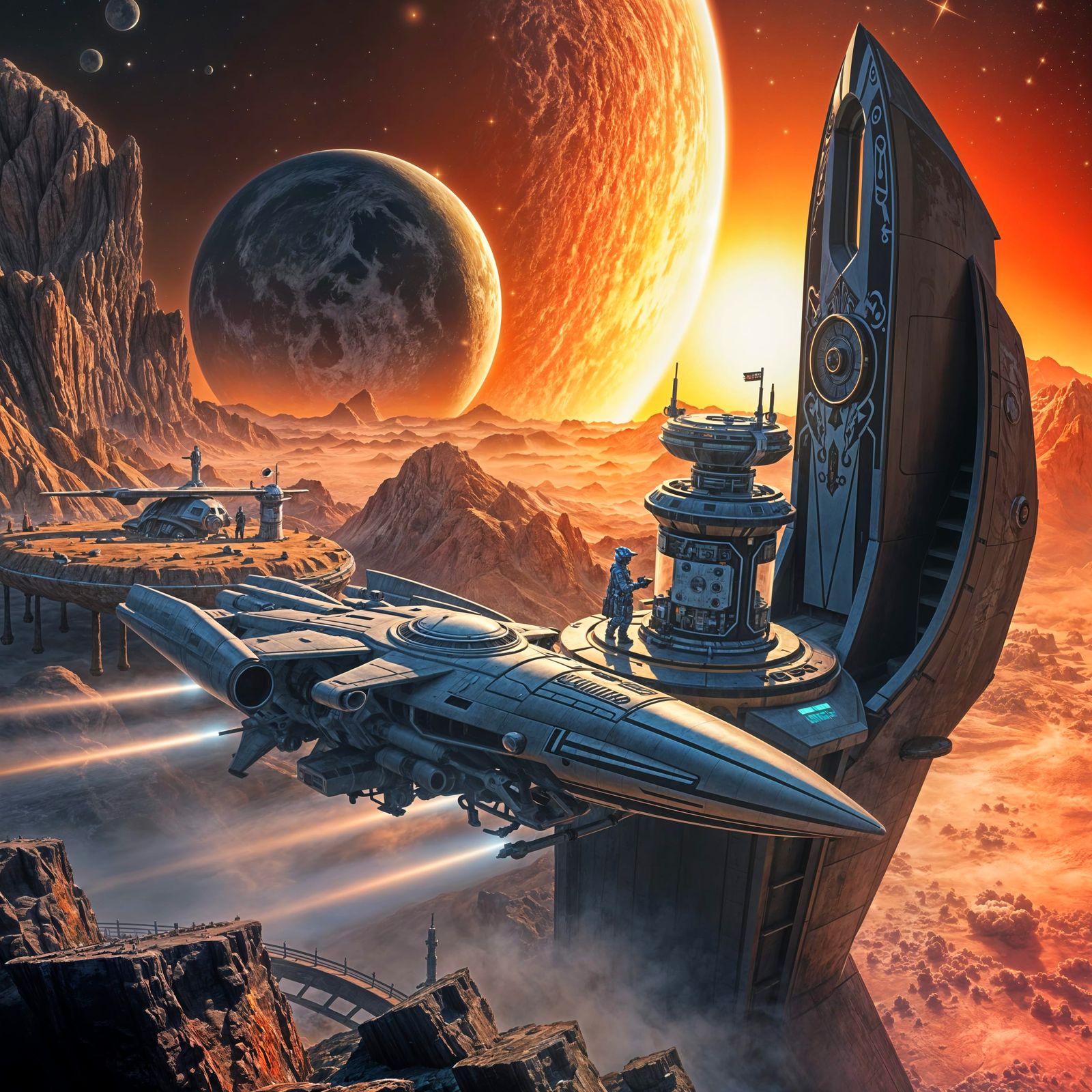 Wondrous Fantasy Space Fuel Stop in Hyperrealism