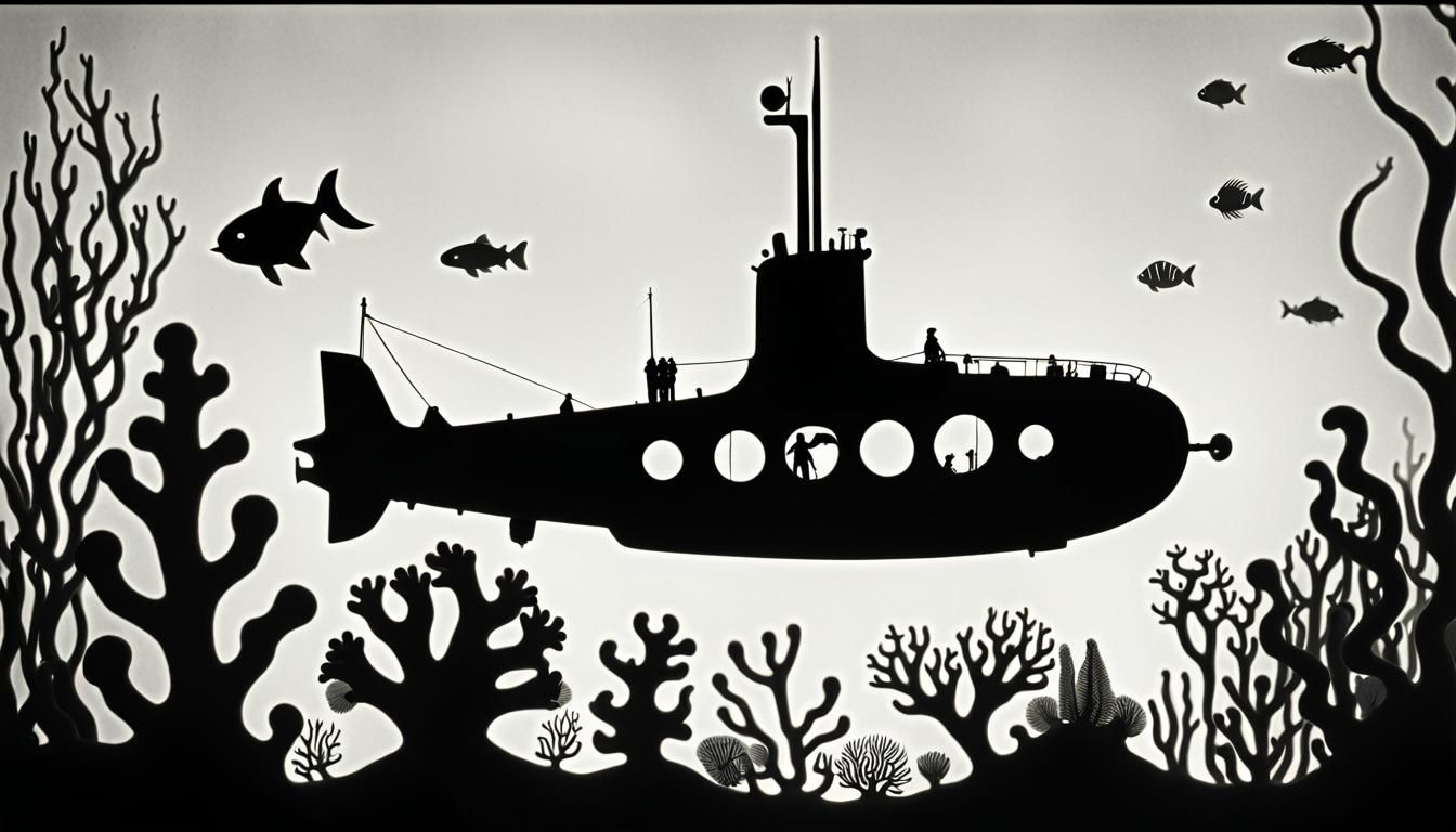 Sunken Yellow Submarine in Silhouette Animation