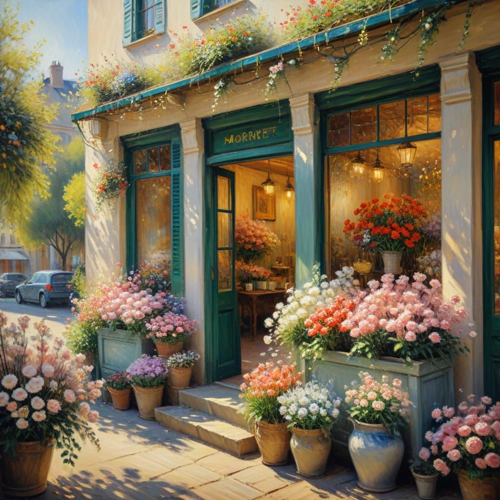 Impressionist Flower Shop Masterpiece in Soft Focus