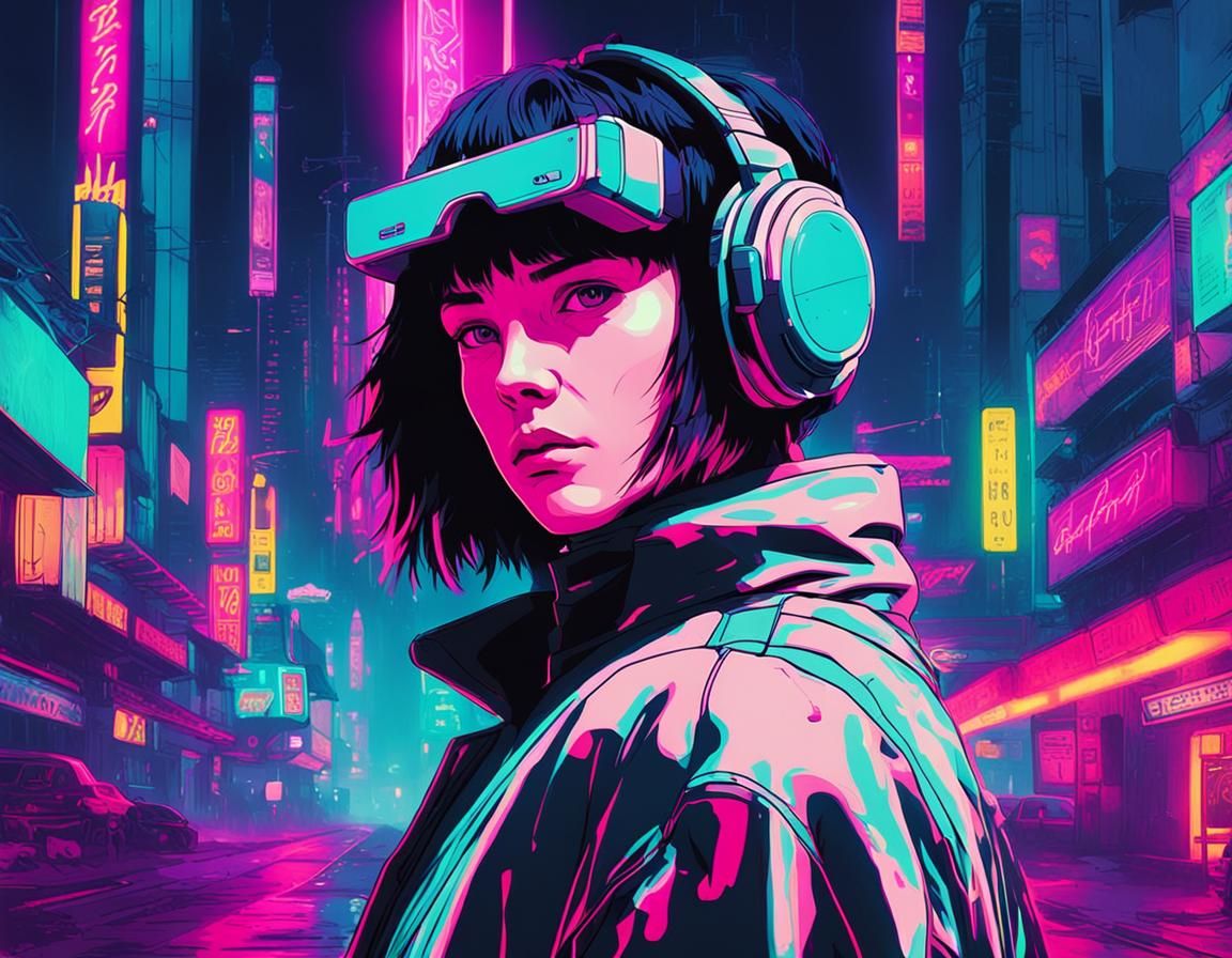 Surreal Psychedelic Distortion in Cyberpunk Style
