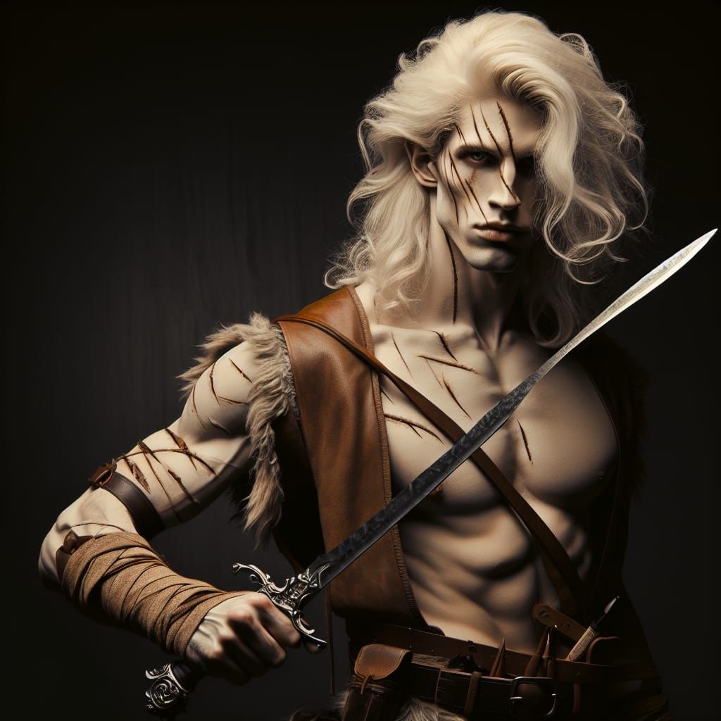 Feral Warrior with Dagger, D&D Illustration