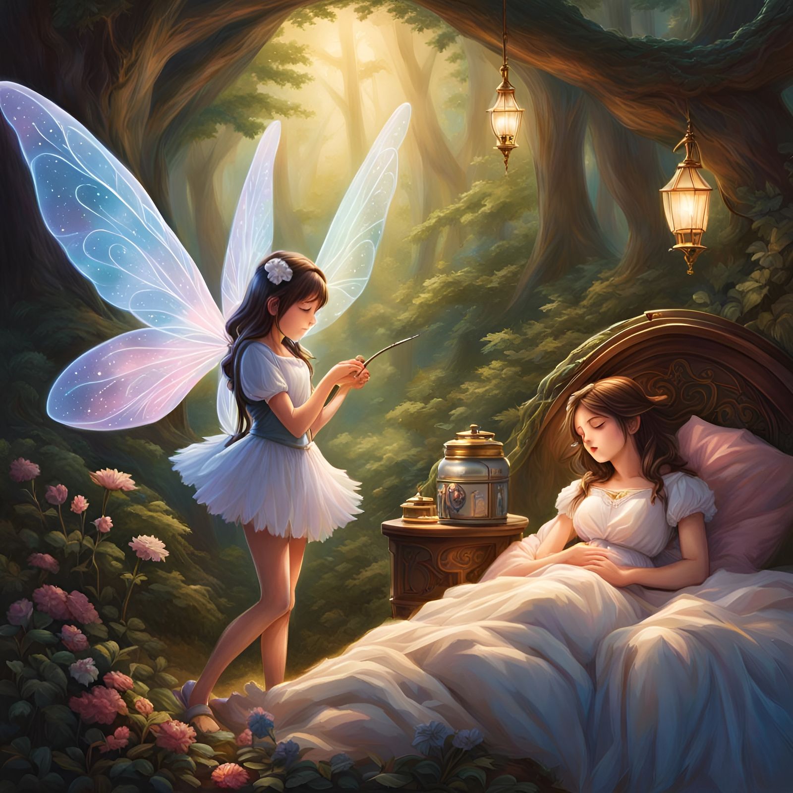 Anime Tooth Fairy Over Sleeping Girl