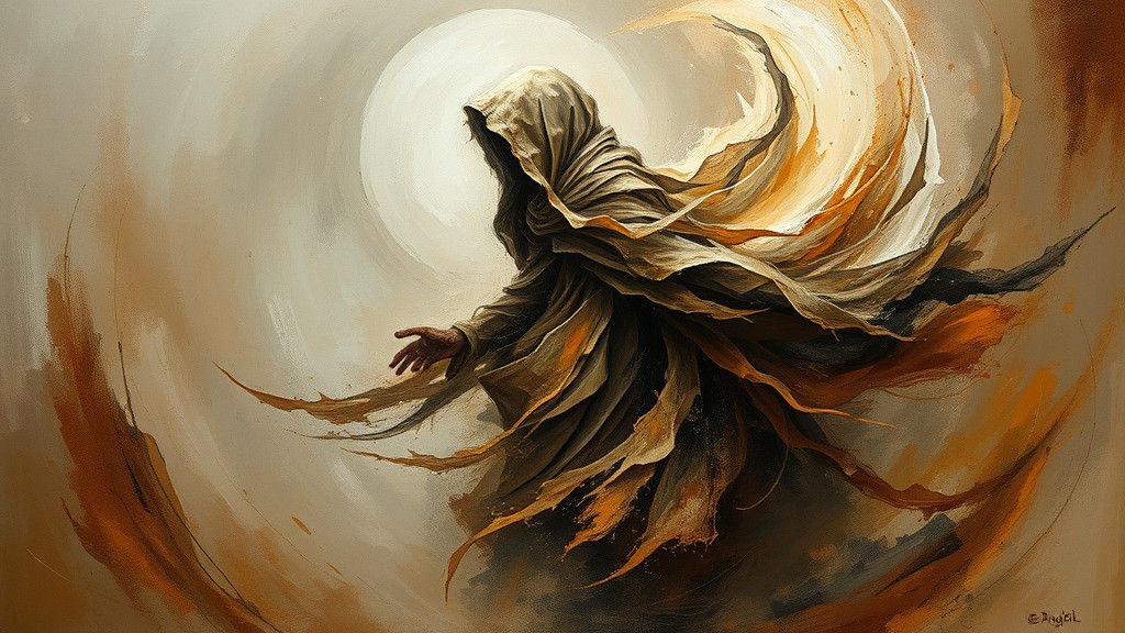 Mystical Figure in Dreamlike Abstract Expressionism