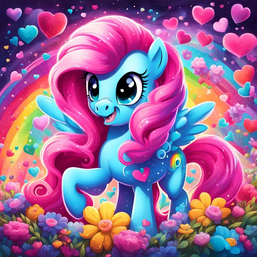 Pinky Pie in Graffiti Art with Rainbow