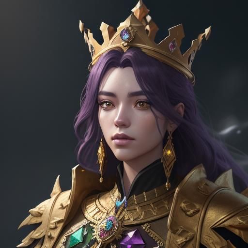 Gemstone Gold Crown: Detailed Matte Painting