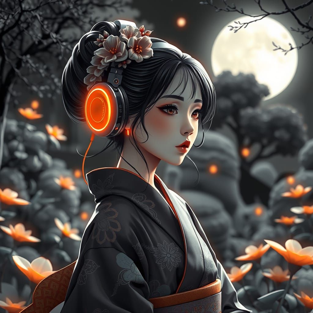 A geisha dressed in a traditional kimono.