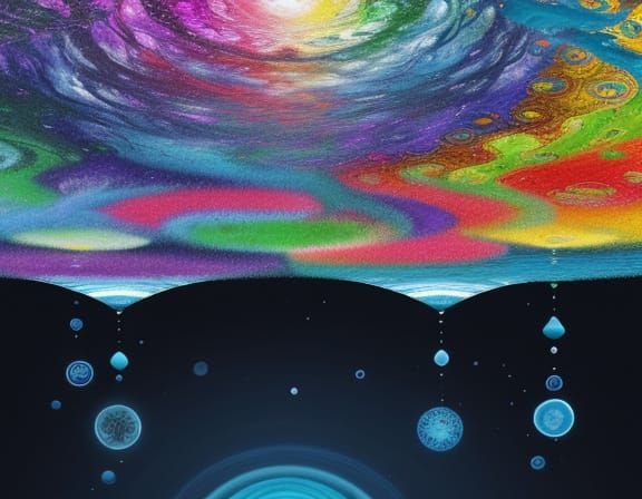 Vibrant Psychedelic Garden with Ethereal River