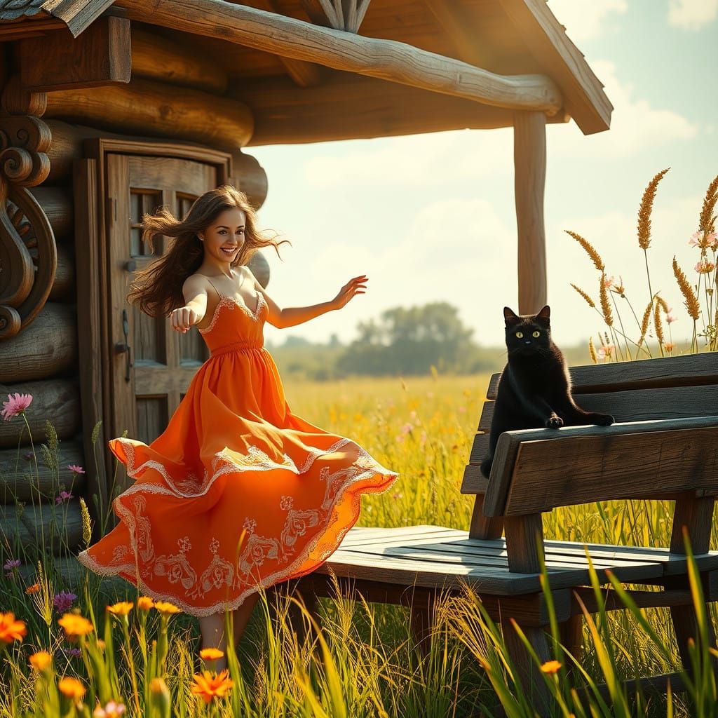 Serenely Idyllic Meadow Scene in Photorealistic Style