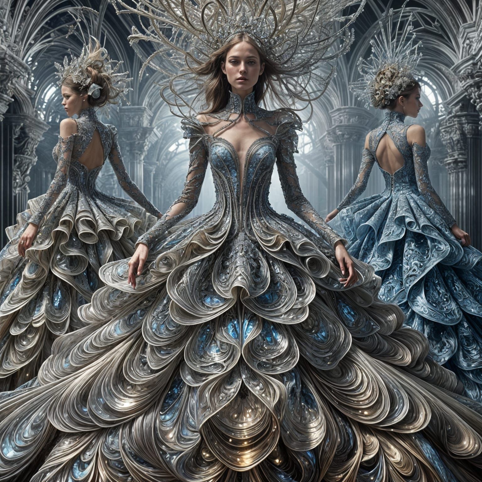 Fractal Haute Couture Gown in McQueen Style