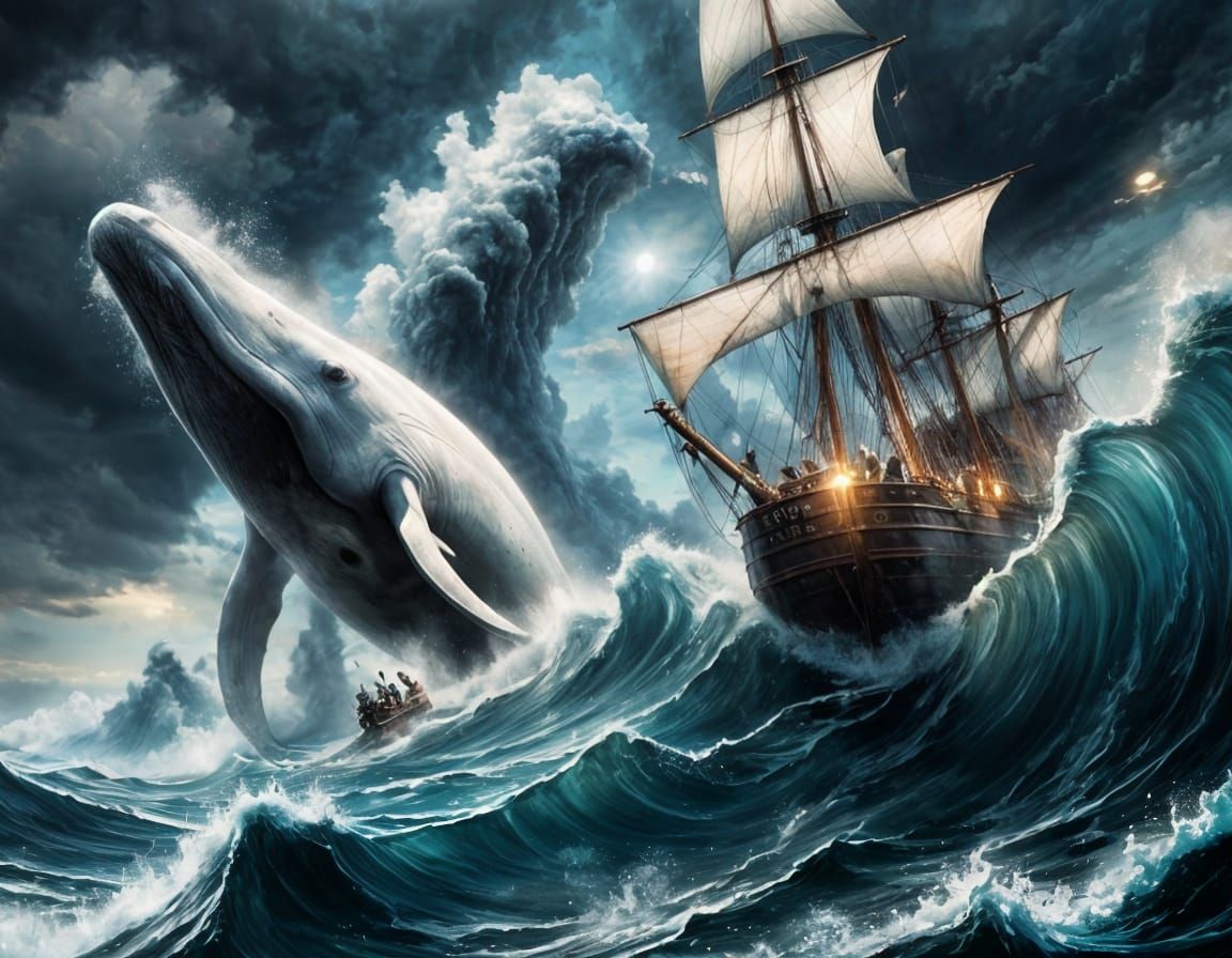 Whale in Stormy Seas: A Fantasy Concept Art