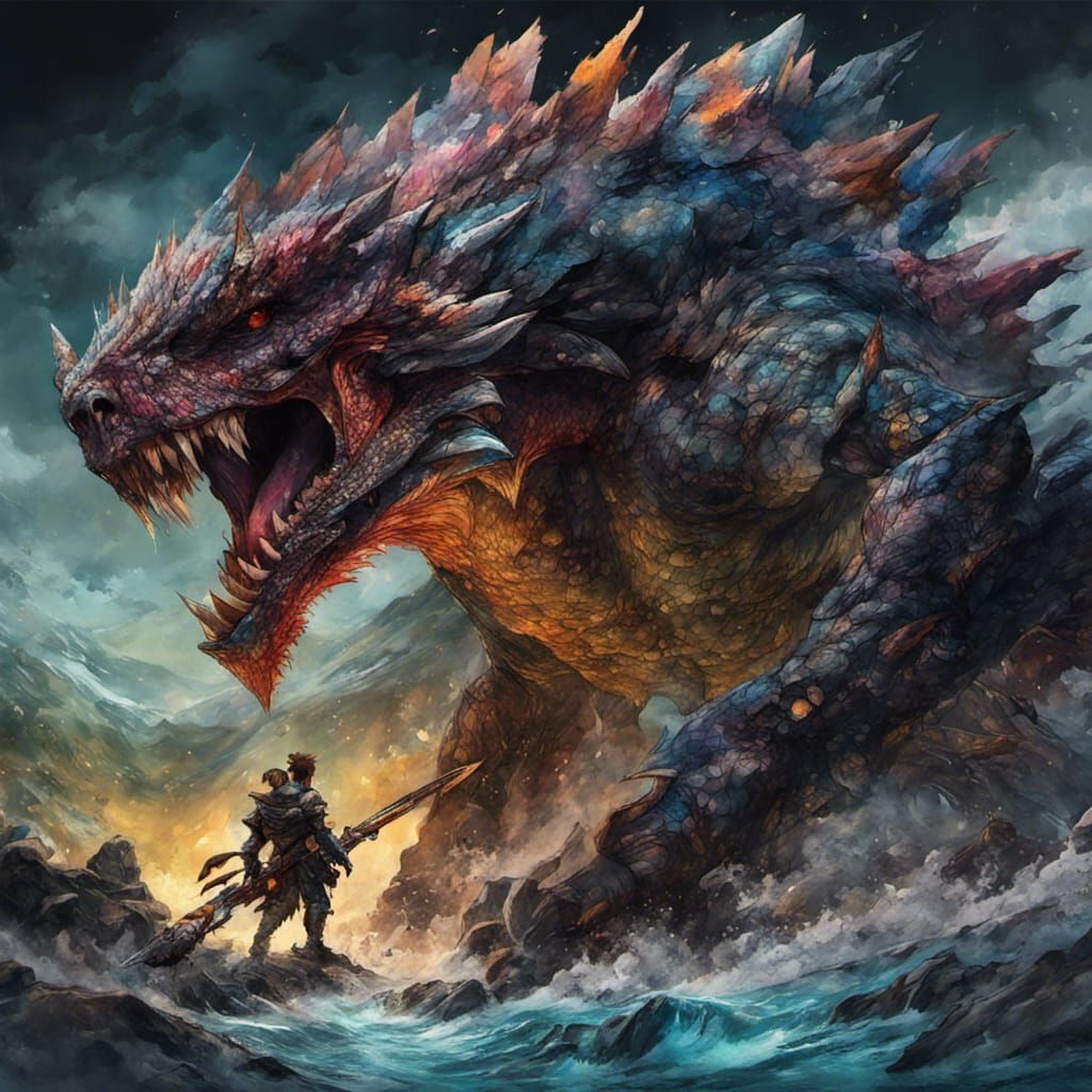 Monster Hunter: Dark Fantasy Alcohol Ink Art