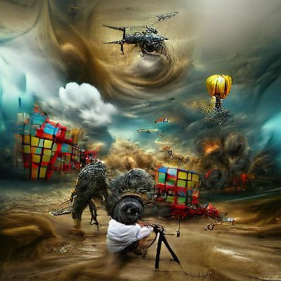 Surreal 3D War Scene in 8K Resolution