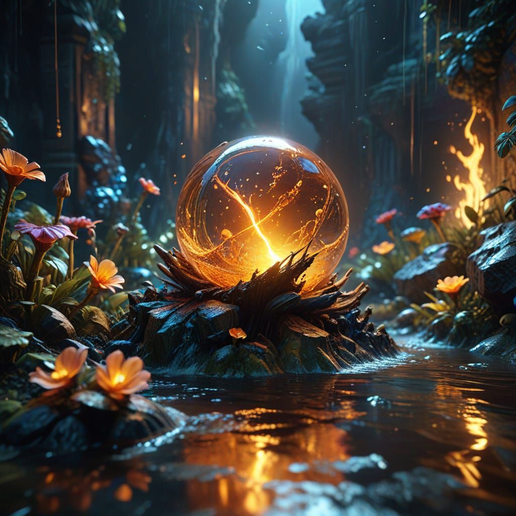 Vibrant Dreamlike Scene in Meticulously Crafted Watercolor S...