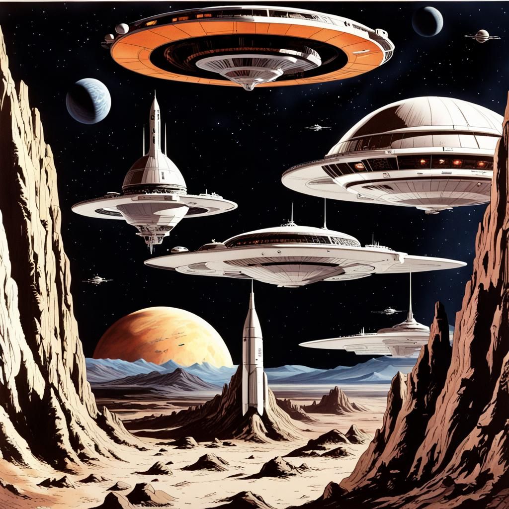 Detailed Matte Painting of Heinlein Space Story