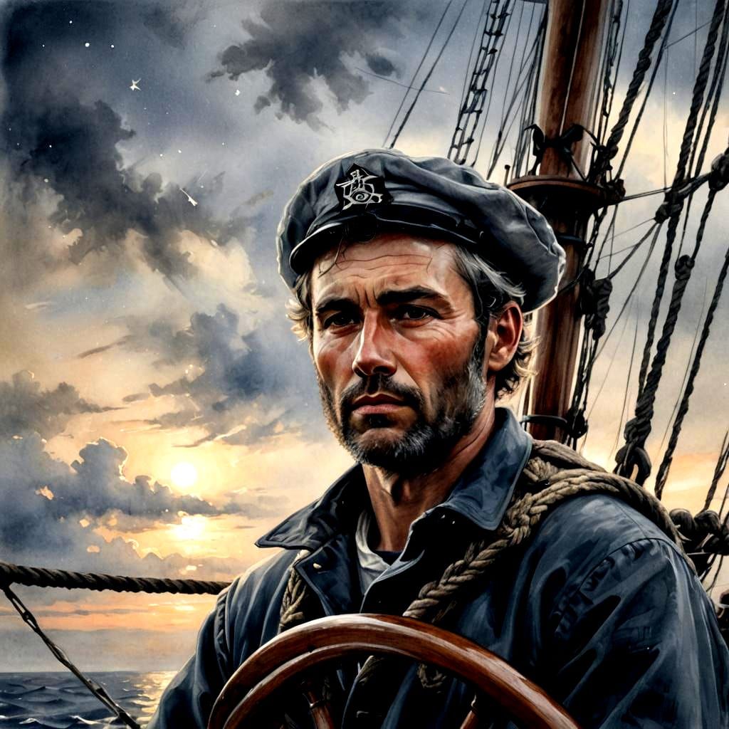 Tall Ship at Sea: A Grey Dawn Voyage