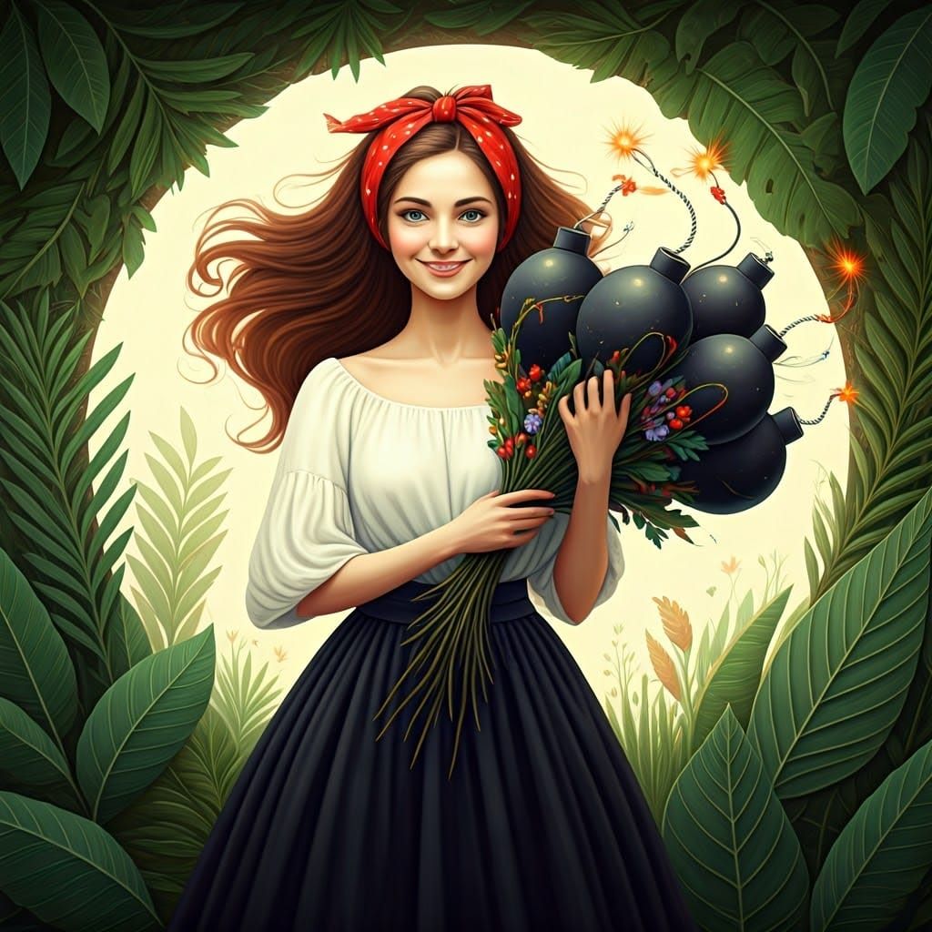Surrealist Girl with Bombs in Varo Style