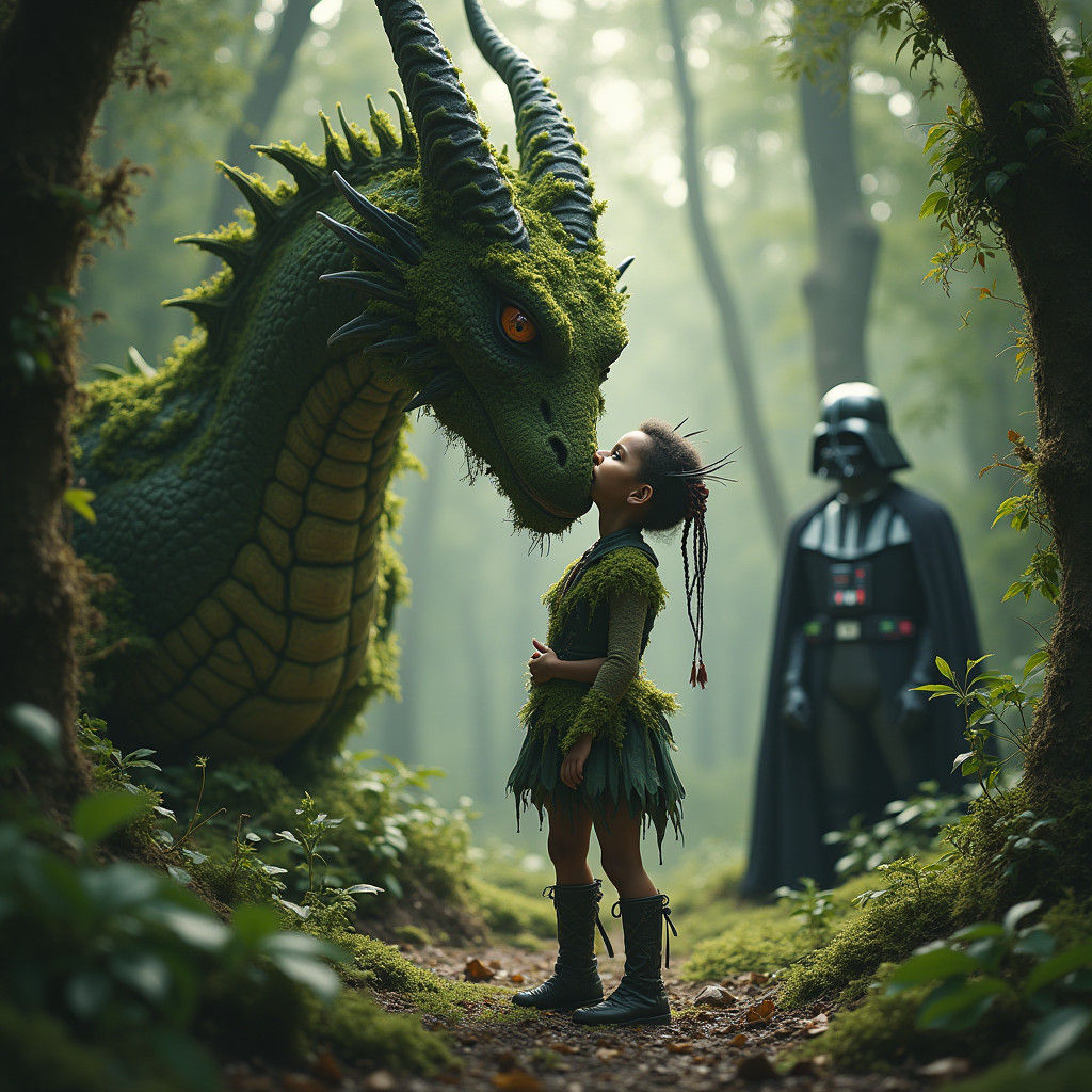 Tiefling Child and Eldritch Flowerdragon Reunion