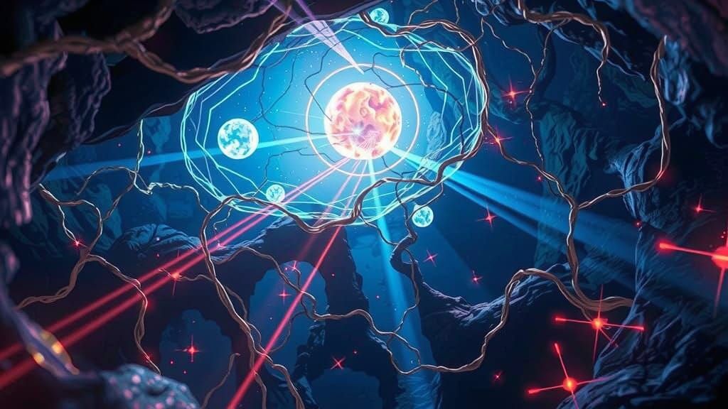 Surreal Neurological Landscape with Radiant Golden Eyes