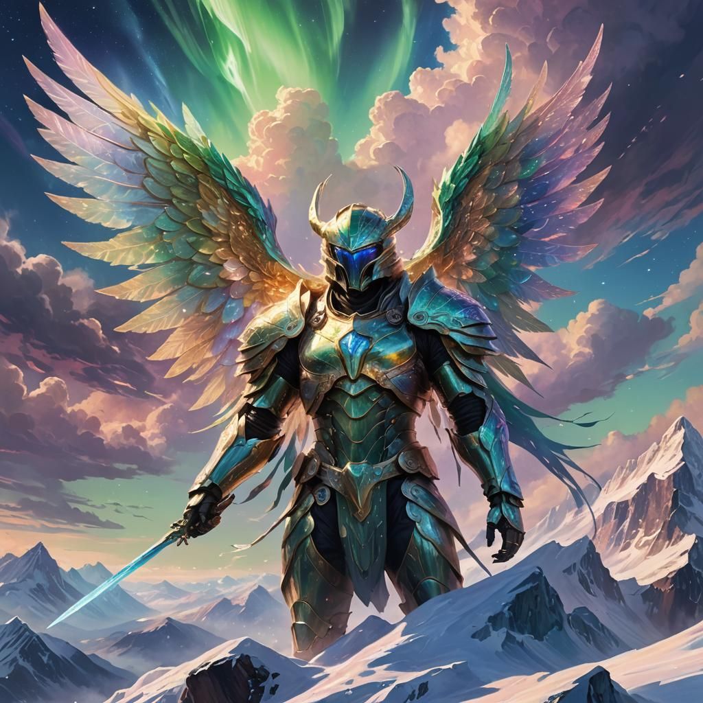 Majestic Spranov with Iridescent Wings: Fantasy Art