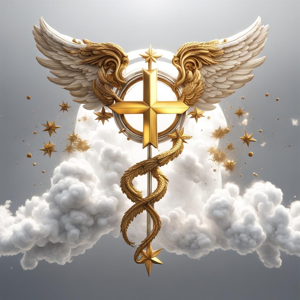 Ornate Star of Life with Wings, Detailed Matte Painting