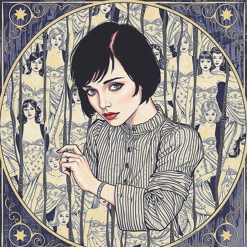 Louise Brooks Etching in a Vintage Style