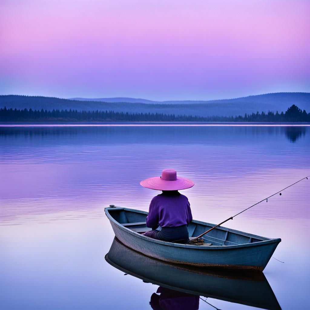 Fisherman at Twilight: Serene Waters and Solitary Pursuit
