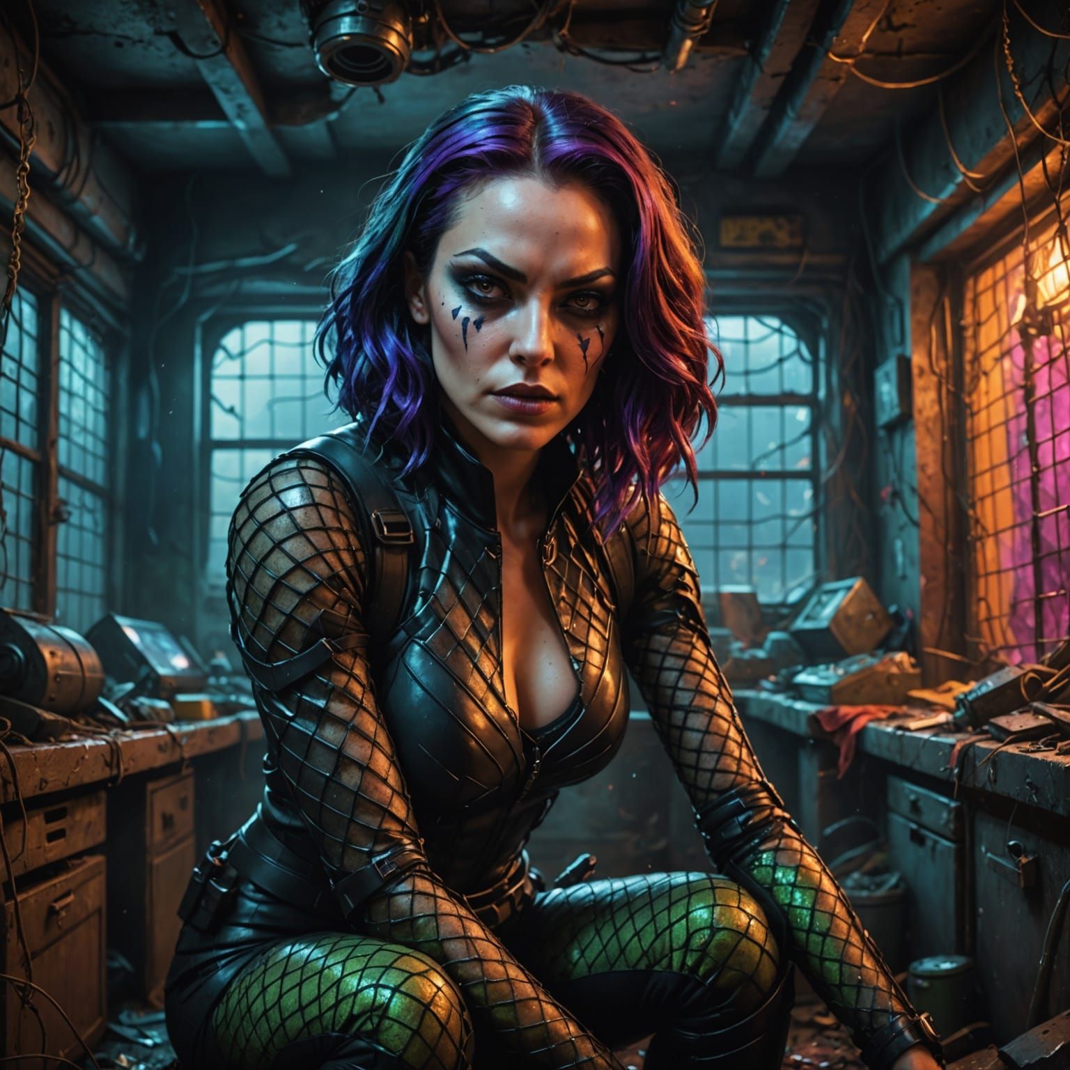 Supervillain Poses in Detailed Hideout