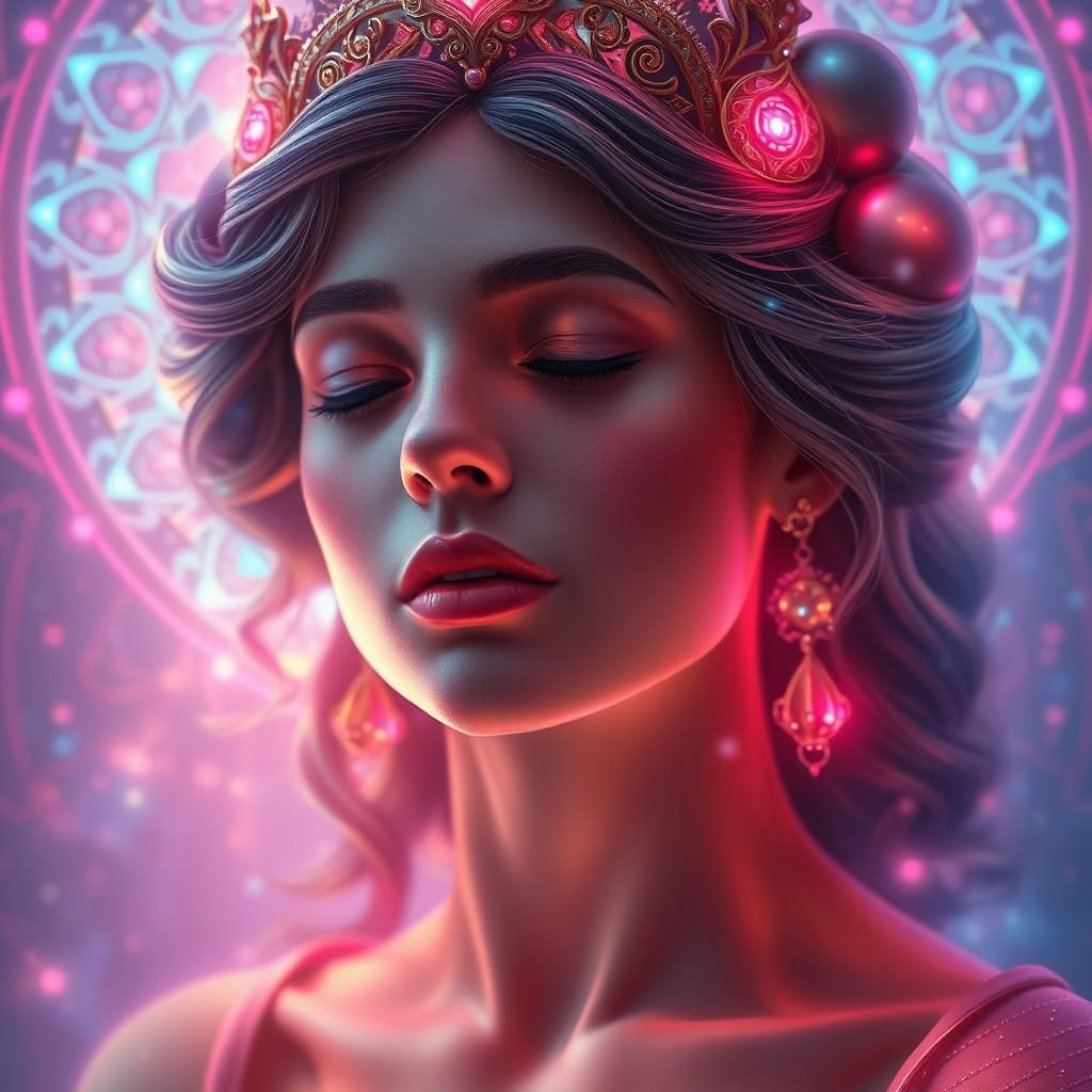 Ethereal Woman Radiating Love in Art Nouveau Style