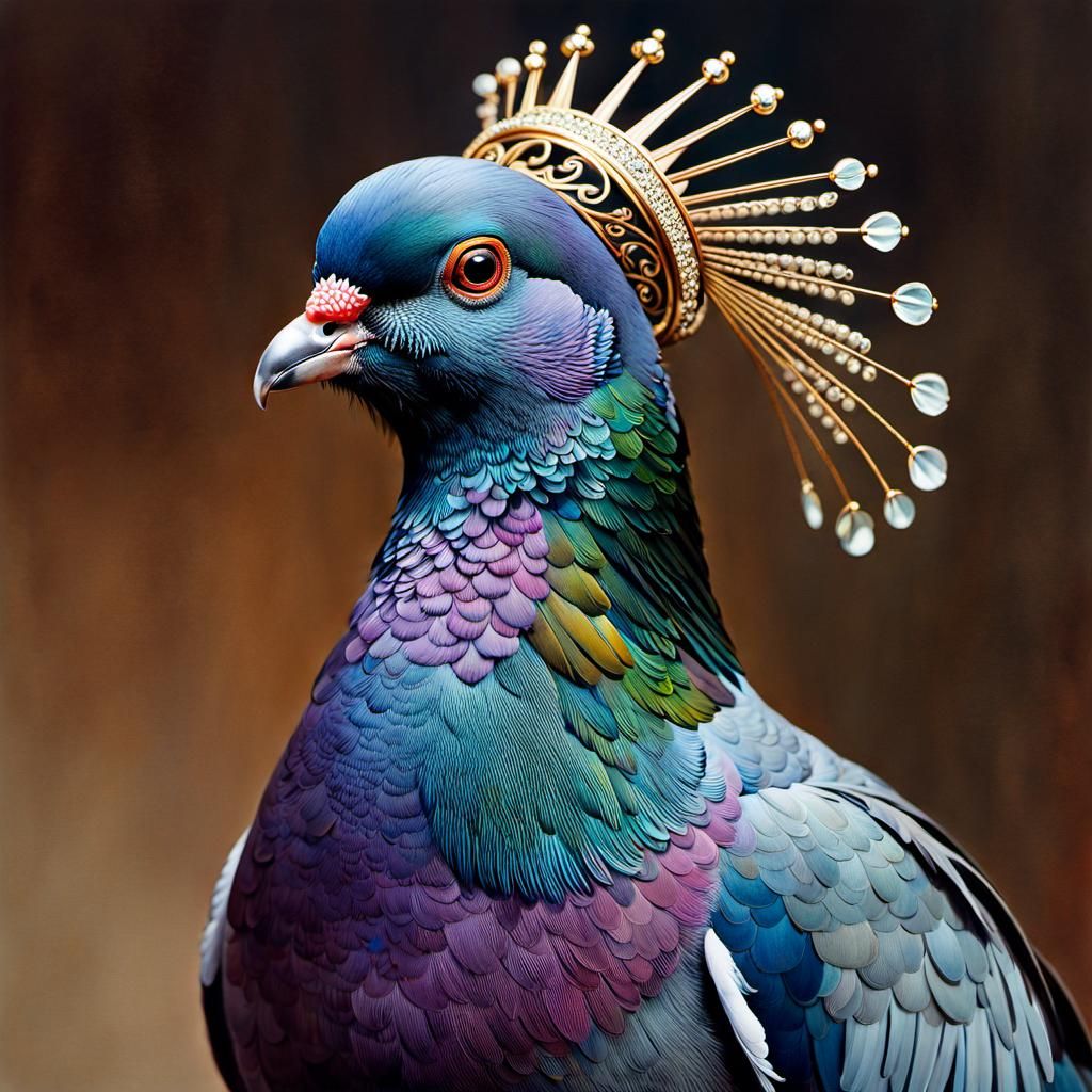 Realistic Victoria Crowned Pigeon Art, Detailed Fantasy
