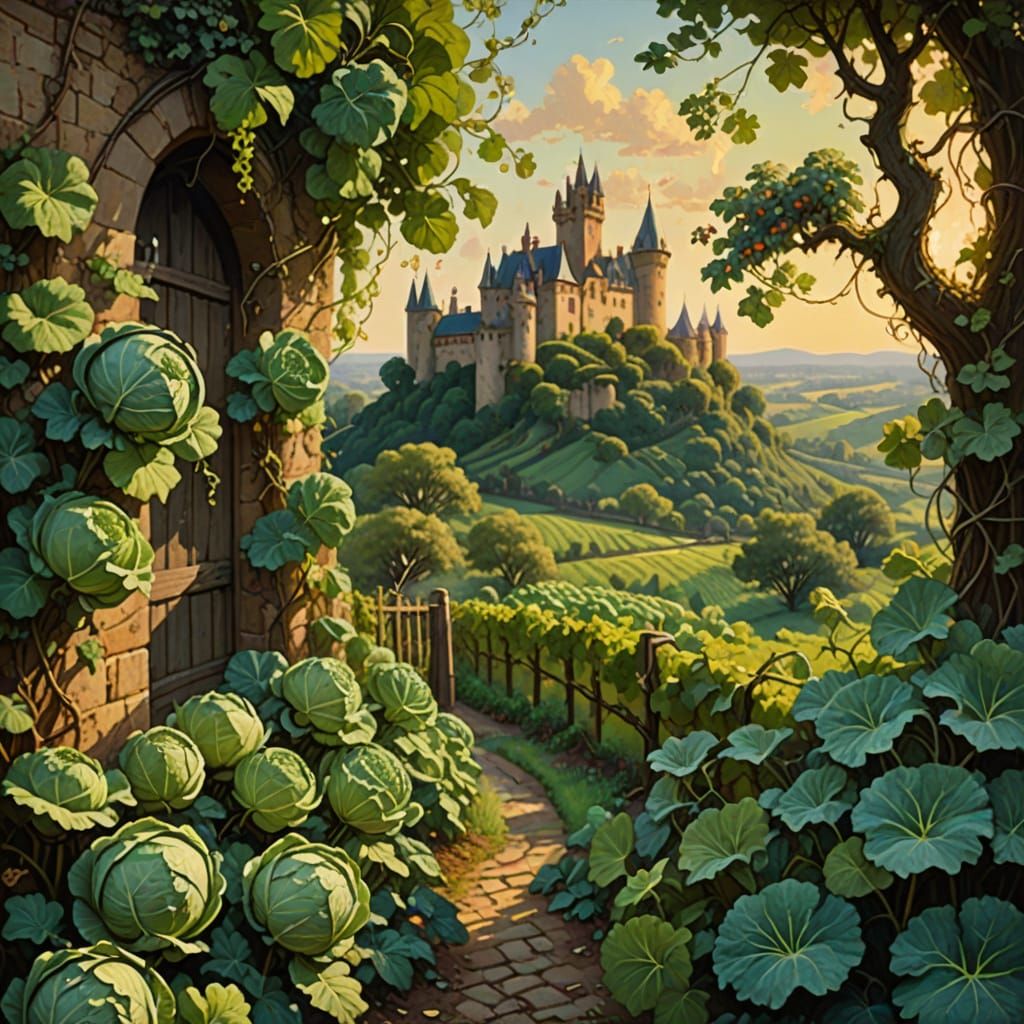 Rustic Garden Scene in Impressionist Style