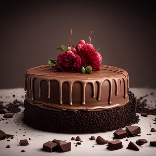 Delicious Chocolate Cake Slice: Detailed Matte Painting