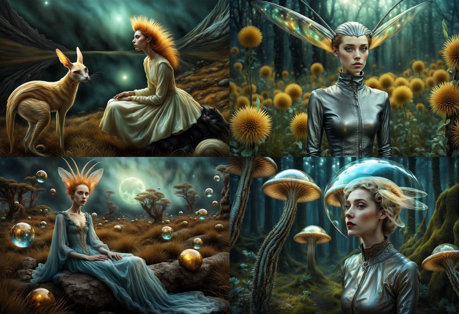 Surreal Alien Landscape with Magical Creatures
