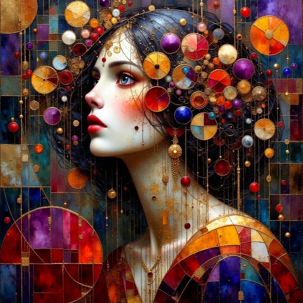 Gothic Surrealism Portrait with Textured Impasto Strokes