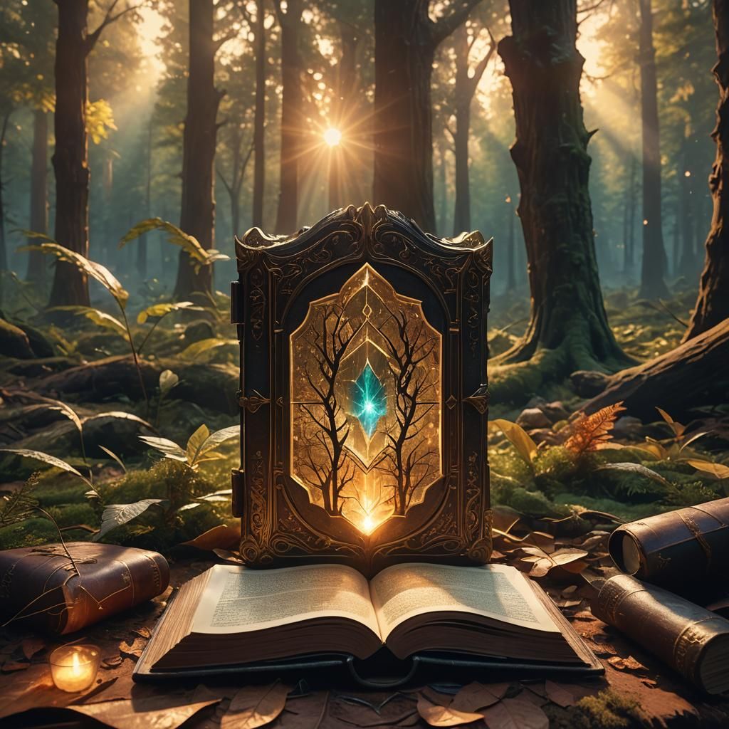 Mystical Forest Inside Crystal Ball on Book