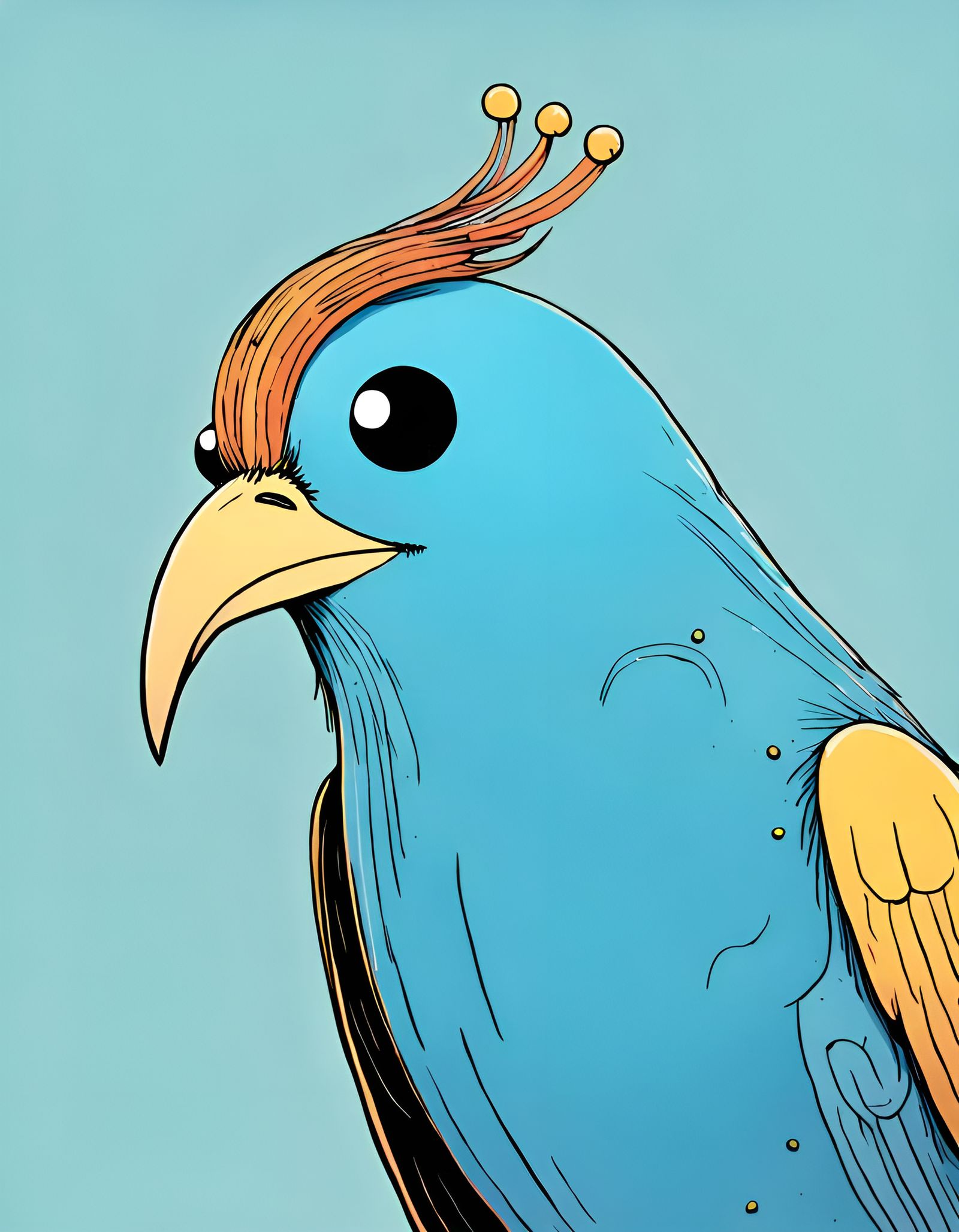 Tired Gemini Bird in Cartoon Style