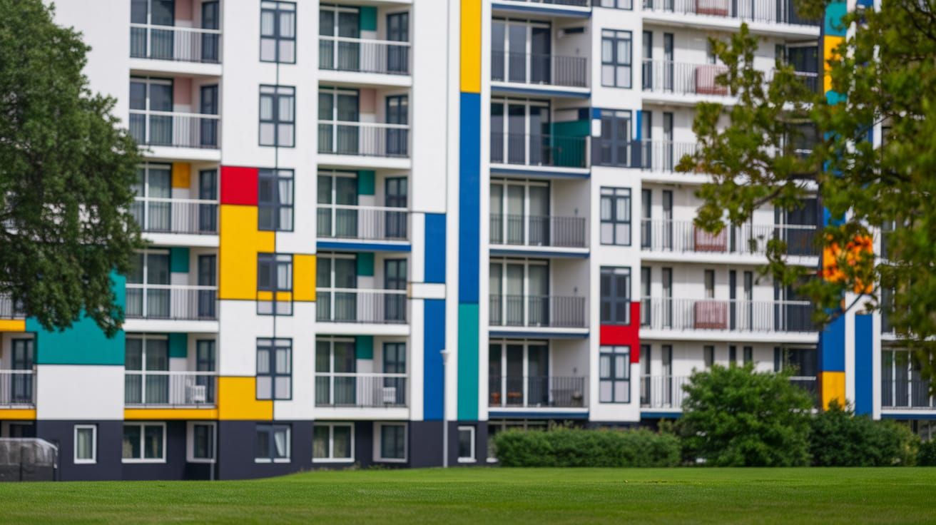 Abstract Cityscape in Piet Mondrian Style