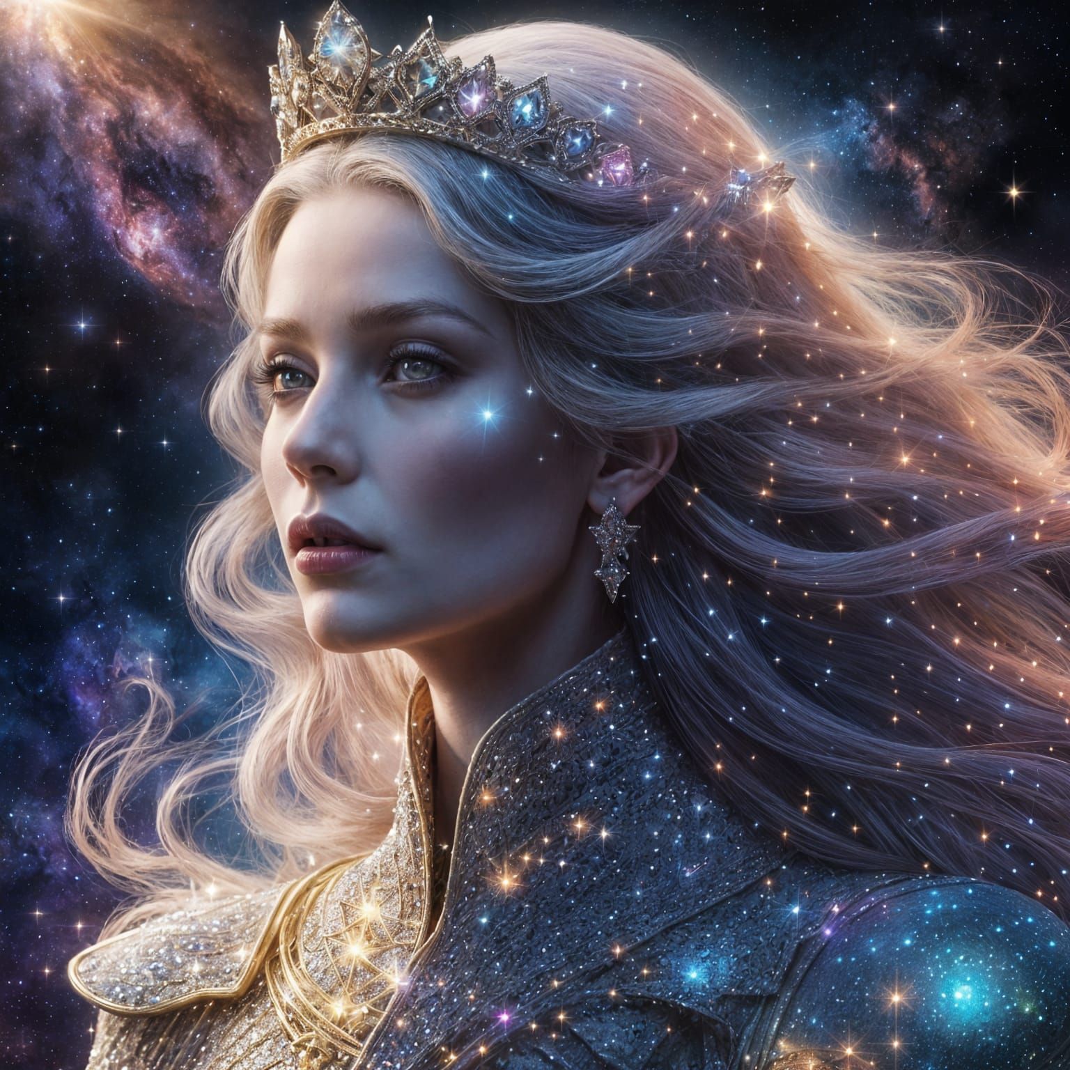 Andromeda Galaxy Queen with Crystal Dress and Crown