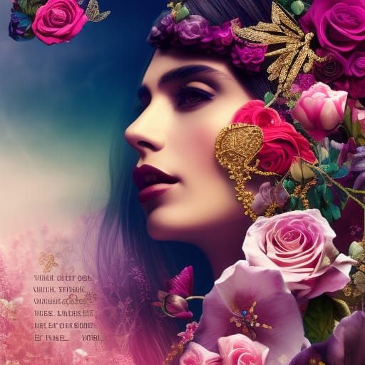 Intricate Collage Illustration of a Beautiful Woman