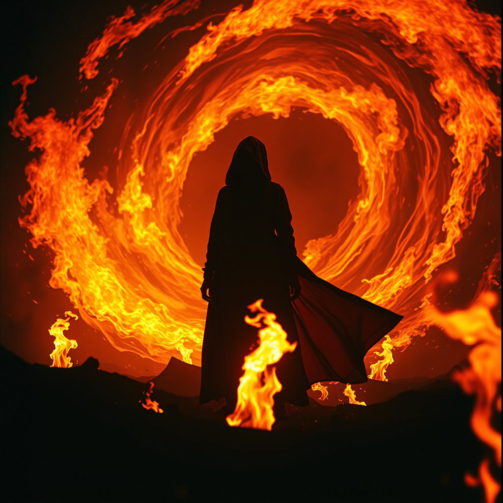 Inferno Woman in Apocalyptic Landscape