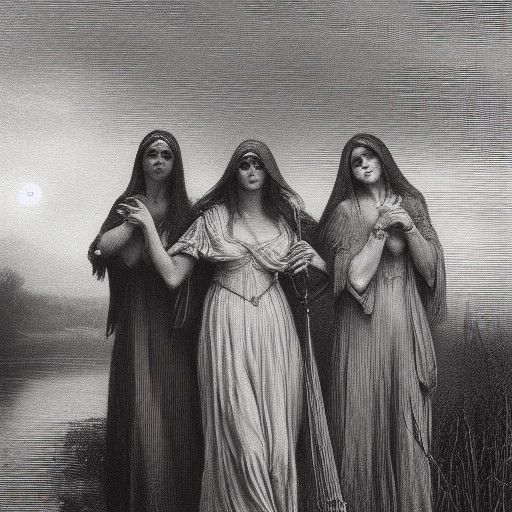 Witches by the Riverside at Dawn: A Horror Scene