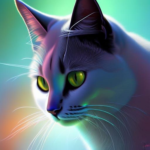 Sinister Cat: A Cyberpunk Oil Painting