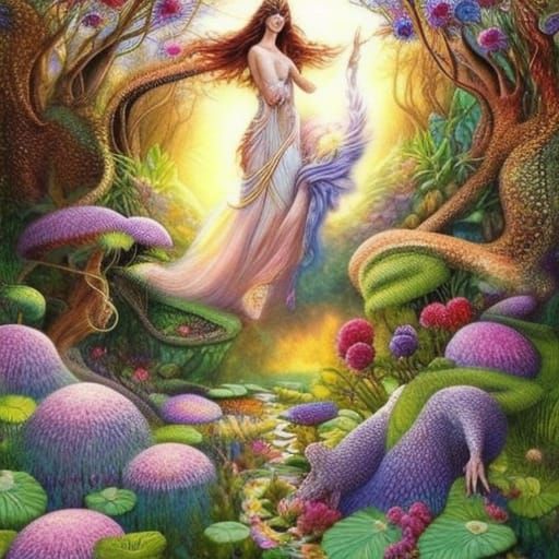 Lizard Hybrid in Mycelium Network: Expressionist Garden