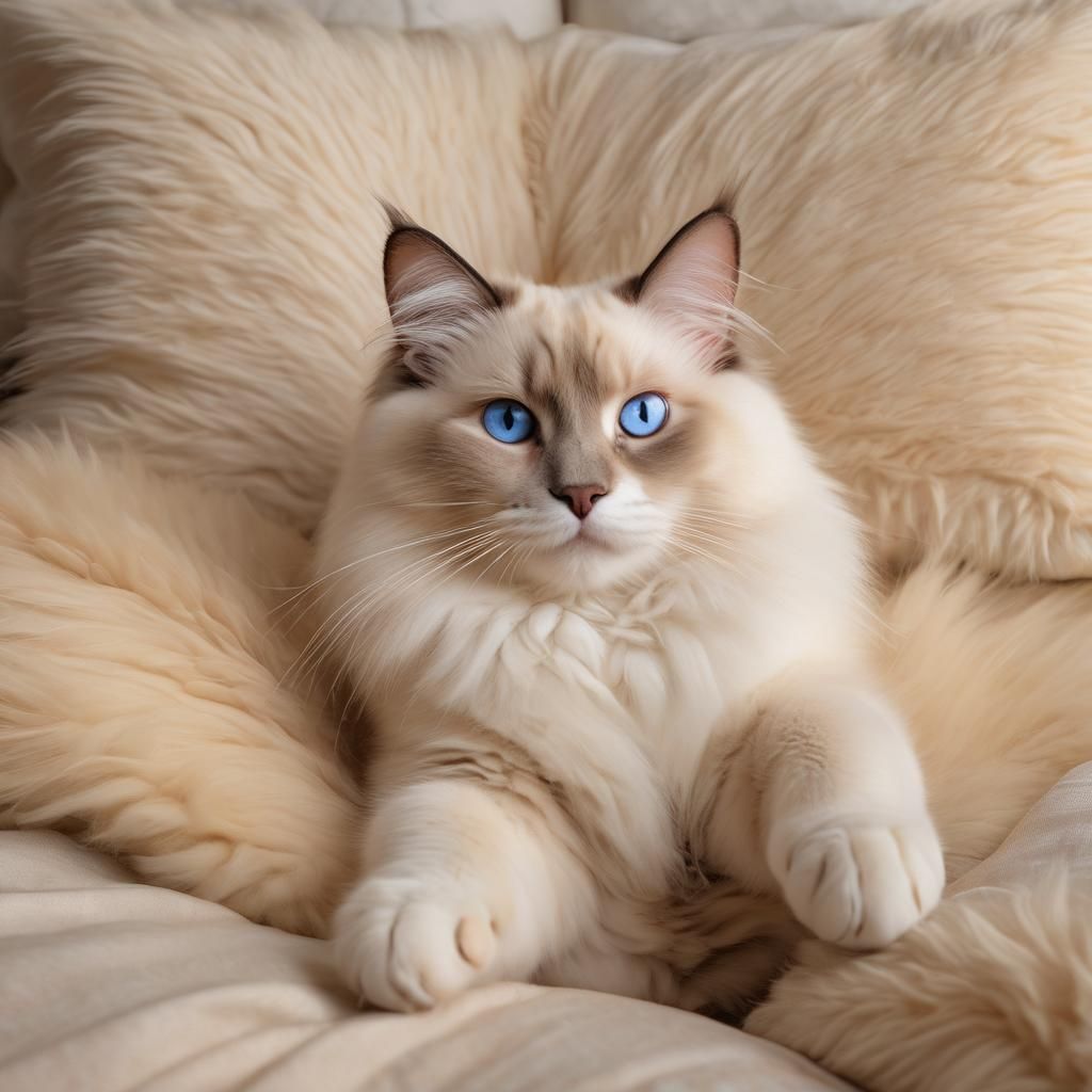 Elegant Ragdoll Cat with Exquisite Fur Details