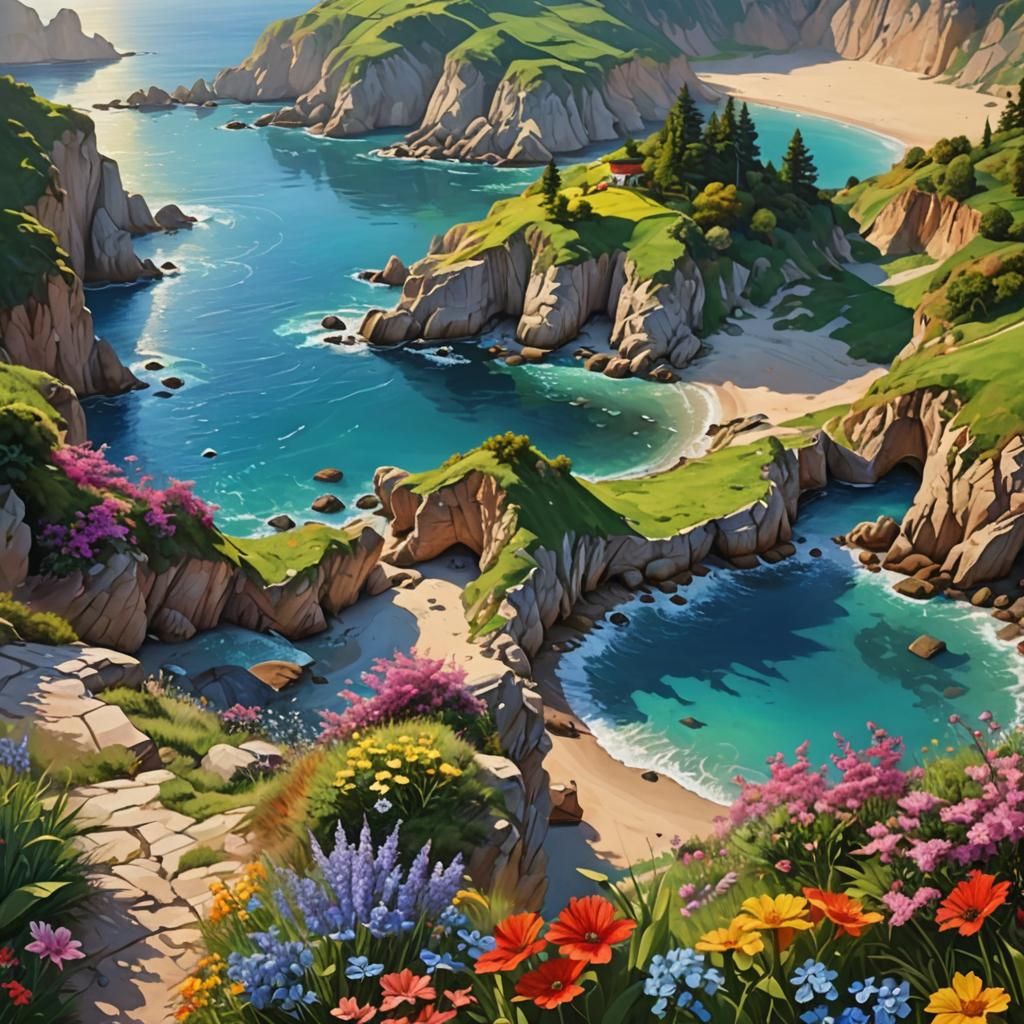 Magical Seaside Nature Landscape in Photorealistic Style