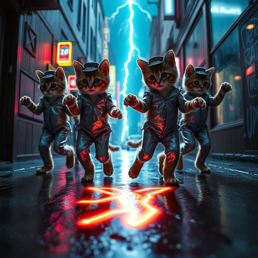 Funky Feline Moonwalkers in Razzle Dazzle Suits