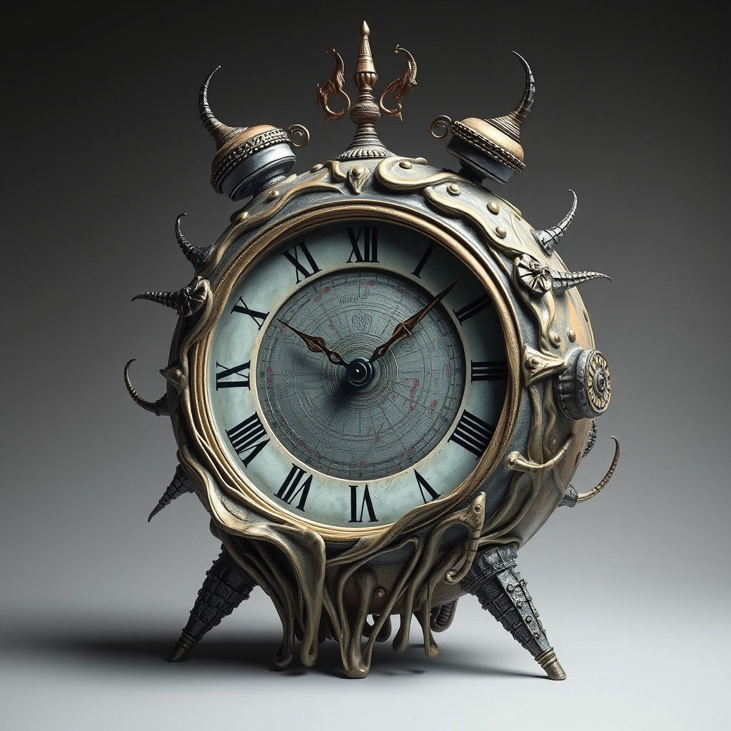 Biomechanical Melting Clock in Giger Style